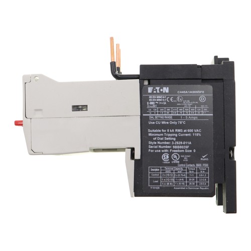 EATON C440A1A005SF0 OVERLOAD RELAY, SOLID STATE, NEMA SIZE 0, 1-5-AMPS, 600V - Picture 2 of 4