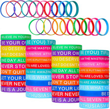 60 Motivational Quote Silicone Wristbands Colored Inspirational Bracelets Set