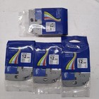 Label Tape Cassette Laminated 12 Mm Black On White Tz-231 Lot 5 Total