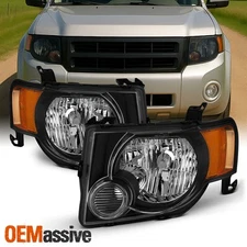 For 2008-2012 Ford Escape [OE Style] Black Headlights Left+Right Lights Lamps