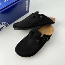 Birkenstock Boston Unisex Clog Black Suede Leather Shoes Narrow/Wide 37-45