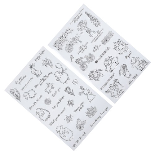 2Pcs Transparent Stamp TPR Sheep Rbbit Pig Birthday For Card Making . - Picture 13 of 24
