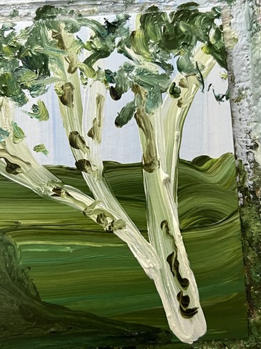Birch Painting Original Art Birch Tree Oil Painting Greenery Green Landscape Art - Picture 11 of 12