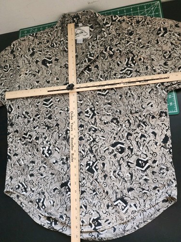 Vintage Java Lava Hawaiian Shirt Men's XL Black & White Psychedelic Abstract Fun - Picture 4 of 6