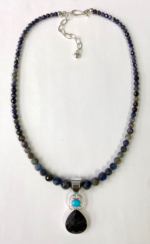 HSN Jay King Sterling Silver Sapphire and Turquoise Pendant with 18" Necklace