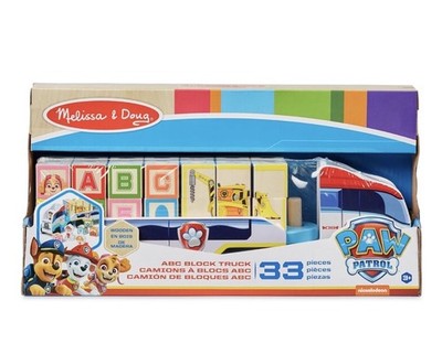 Melissa & Doug Paw Patrol Spielzeug LKW mit Alphabet & Zahlen Holzbausteine