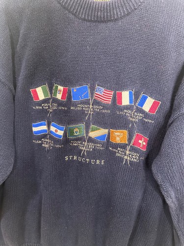 Vintage Structure Mountain Peaks With Flags Sweater Sz Mens XL - Picture 3 of 6