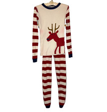 Unisex 160 cm Hanna Andersson Red Stripe Organic Cotton Long John Pajama Set