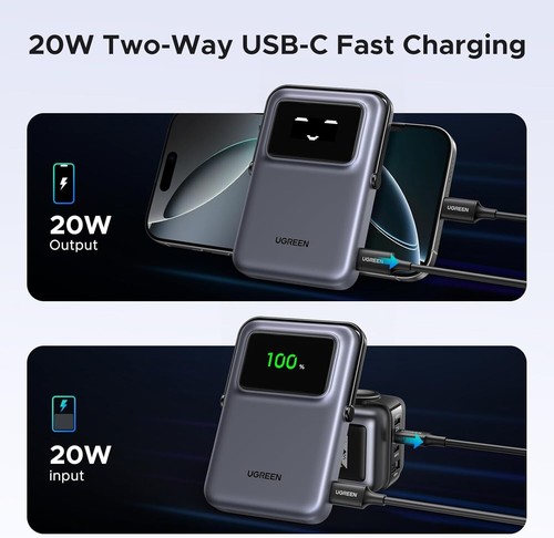 UGREEN Uno Wireless Power Bank Fast Charging 10000mAh Magnetic Phone Charger - 第 3/4 張圖片