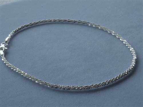 8" BRACELET ITALIAN STERLING SILVER SHIMMERY FACETED STYLE ITALY 925 - Picture 9 of 11