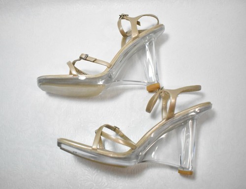 Amanda Smith Shoes Wedge Heels Gold & Clear Size 9.5 Women's - Picture 5 of 7
