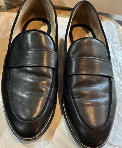 Franco Sarto Womens Velera Black Leather Loafers Shoes 9.5 Medium - Picture 1 of 6