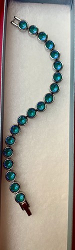 Touchstone Crystal by Swarovski Laguna Delite Teal Blue ICE Bracelet BNIB - Picture 4 of 5