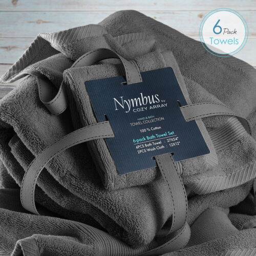 6 Pc Towel Set- 4 Bath Towels & 2 Washcloths Set 100% Cotton Ultra Soft 700 GSM - Picture 48 of 50