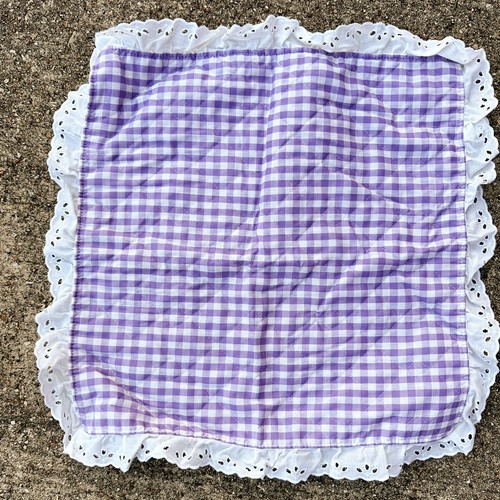 Vtg 80s Cabbage Patch Kids Purple Gingham Doll Carrier Bassinet Extras Handmade - Picture 21 of 22