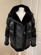 Maniere De Voir Faux Leather Faux Fur Jacket Size 6 Black Coat