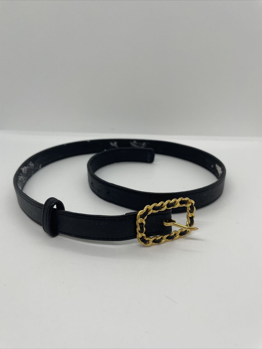 CHANEL, Black Cc Classic Gold Buckle Belt