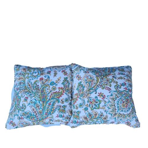 VTG USA Turquoise Paisley Newport 100% Cotton 20" x 20" Pillowcase Set Of 2 -EC - Picture 2 of 10