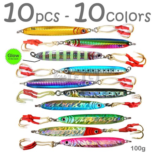 10 Stück 10 Farben 100g Angeln Vertikal Speed Messer Butterfly Jigs 3,5oz Trolling - Bild 1 von 12