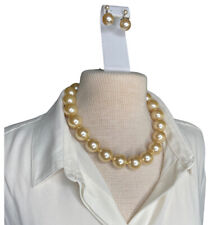 Vintage Faux Pearls Choker Necklace Set 17.5  