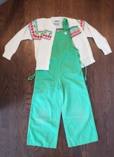 Vintage girls overalls with matching cherry sweater