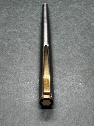 MONTBLANC Slimline Metal-silver GT Vintage Fountain Pen 14K 585/EF Evonite Feed - Picture 4 of 24