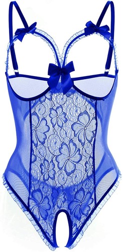 Damen Sexy Dessous Spitze Offen BH Set Bodys Nachthemd Schritt offen Nachtwäsche - Bild 31 von 35
