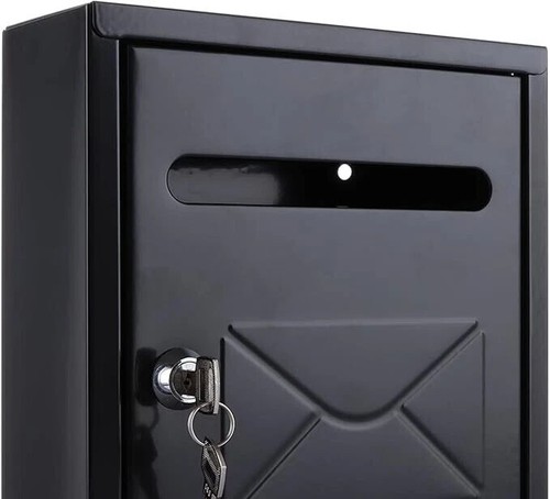 Großer Briefkasten schwarz Postkasten Wandbriefkasten abschließbar mit Schlüssel UK - Bild 2 von 5