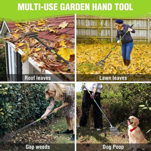 WORKPRO Heavy Duty Leaf Rakes 35-72" Adjustable Handle Metal Garden Rake 11 Tine - Picture 7 of 9