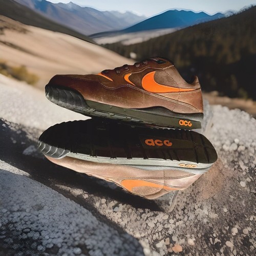 NIKE ACG AIR WILDWOOD SNEAKER BOOT BROWN/ORANGE MENS SIZE 11.5 - Picture 2 of 8