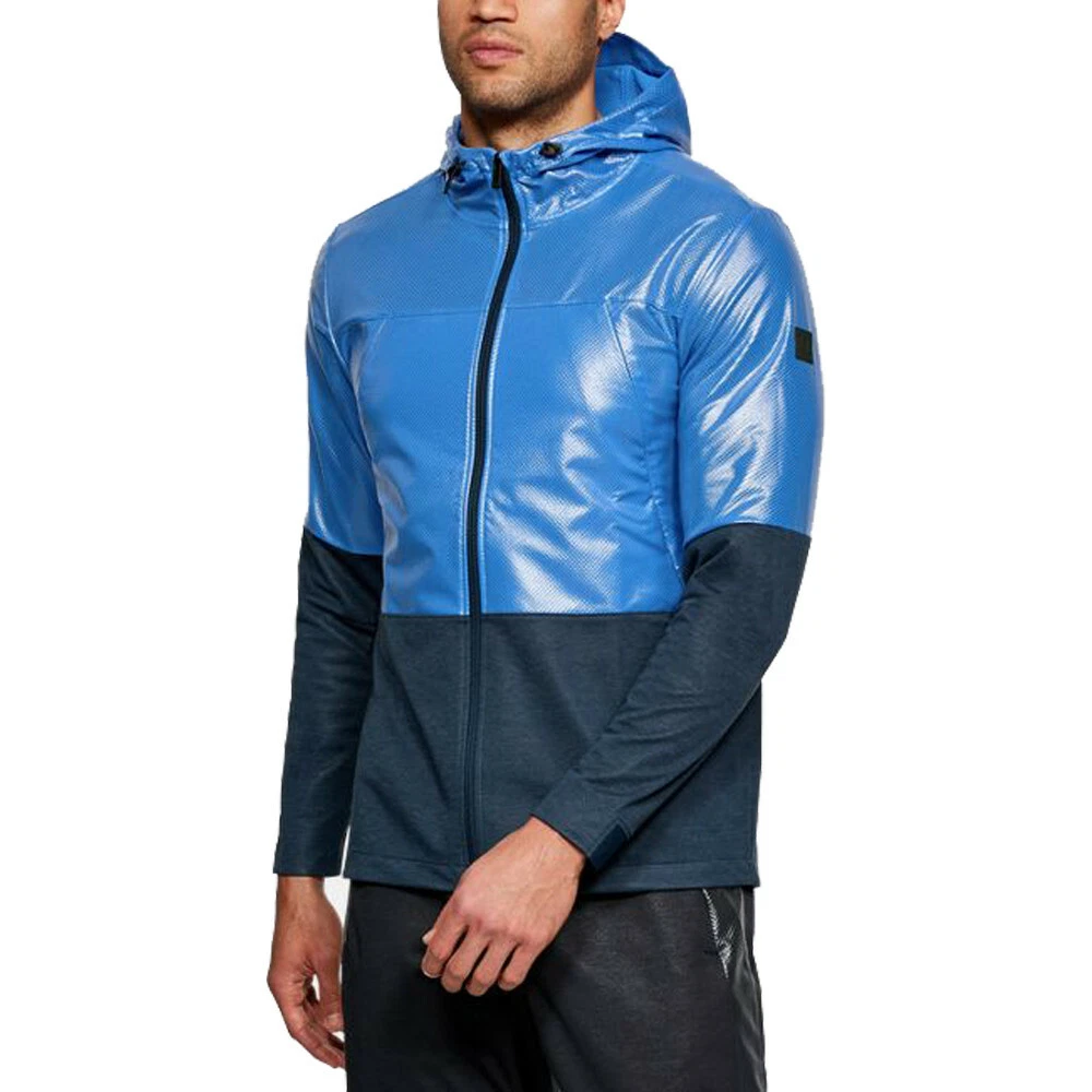 Under Armour Mens Hybrid Windbreaker Running Jacket Top Blue Sports Full Zip |