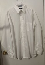 New Mens Dress Shirt Plain White Modern Fit Wrinkle-Free Cotton Blend
