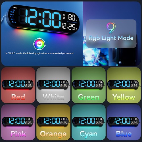 Large Digital Big Jumbo LED Wall Desk Clock Display With Calendar Temperature AU - Picture 14 of 25