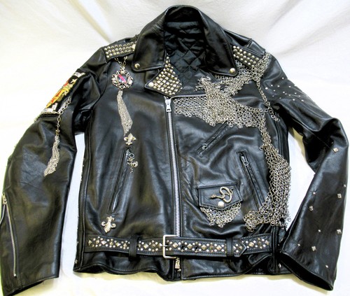 Chaqueta de cuero negra inspirada en el punk - M/L - Imagen 1 de 12