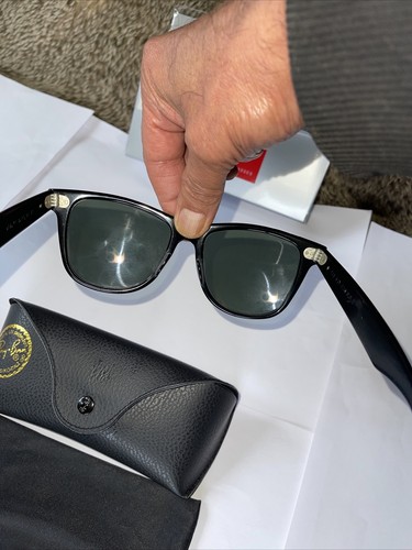 OCCHIALI DA SOLE RAY-BAN B&L U.S.A WAYFARER II NERO LUCIDO VETRO G-15 5024 VINTAGE ANNI 80 - Foto 7 di 24
