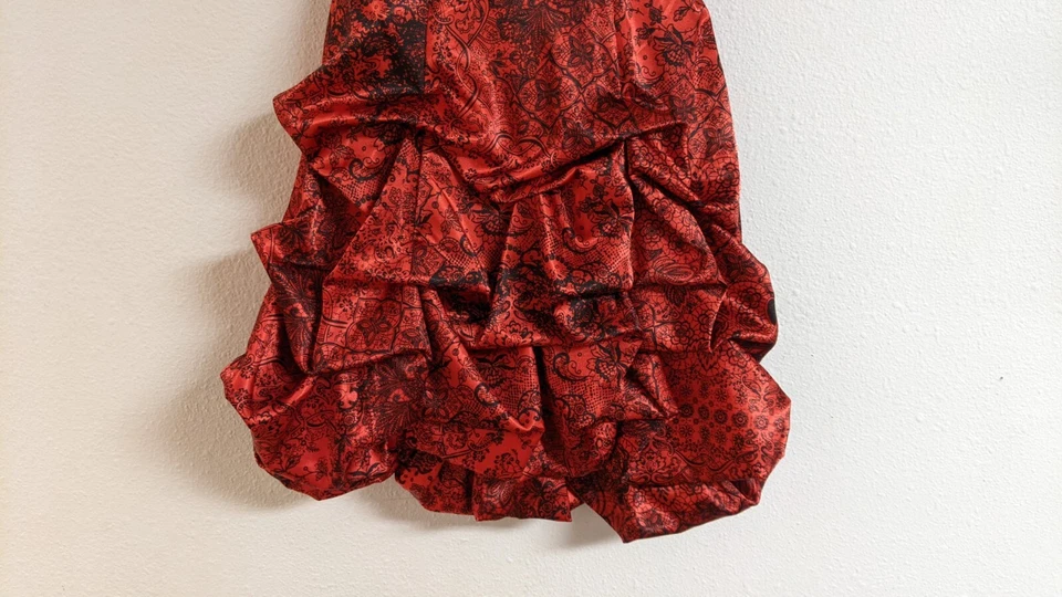 Women's Ruby Rox Red & Black Strapless Bubble Hem Dress W/Pick-Ups Bow Front 1 - Image 3 of 4