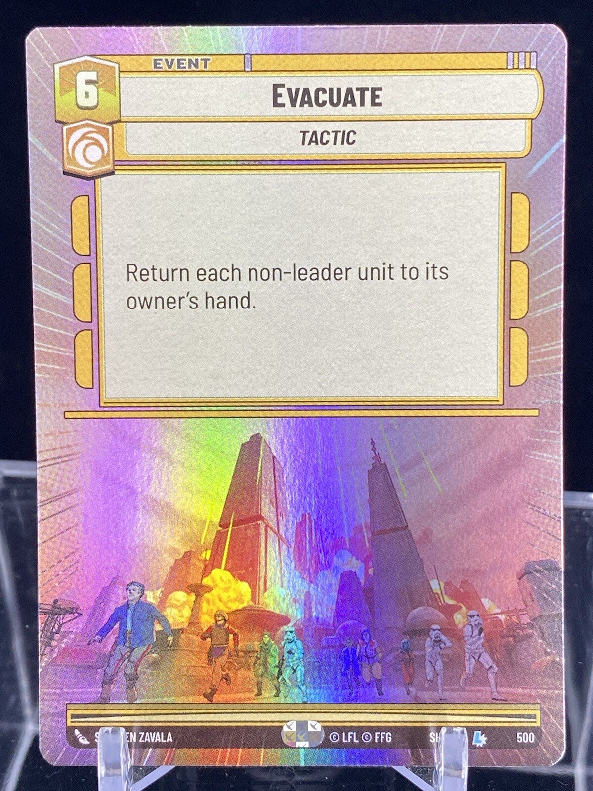 Star Wars Unlimited - Evacuate (Hyperspace Foil)  - Shadows Of The Galaxy 500