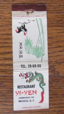 YI-YEN CHINESE FOOD MATCHBOOK COVER: MEXICO CITY EMPTY MATCHCOVER -A8