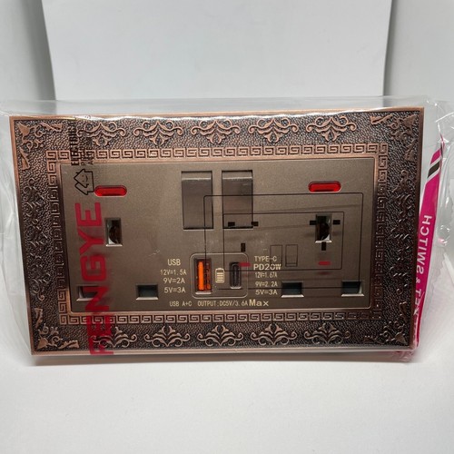 Nuevo Elegante 2 Pandillas Doble 13A Enchufe de Pared Conmutado con Puertos USB A y C - Imagen 9 de 13
