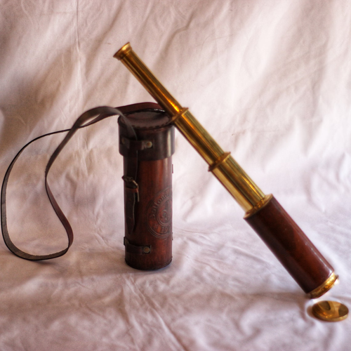 Vintage Style Solid Brass 15 Inch Pirate Telescope With leather Cover Gift - Picture 4 of 7