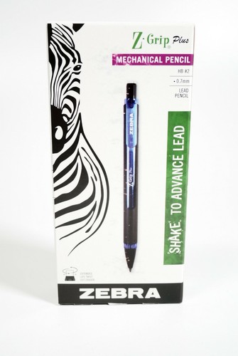 Zebra mechanical pencil 0.7mm lead. Shake to advance. Z grip HB #2, twist eraser