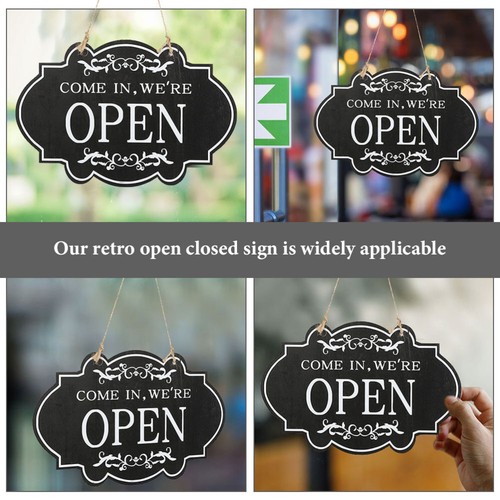 open signs for business Open Closed Sign for Business Wooden Double-sided - Picture 3 of 12