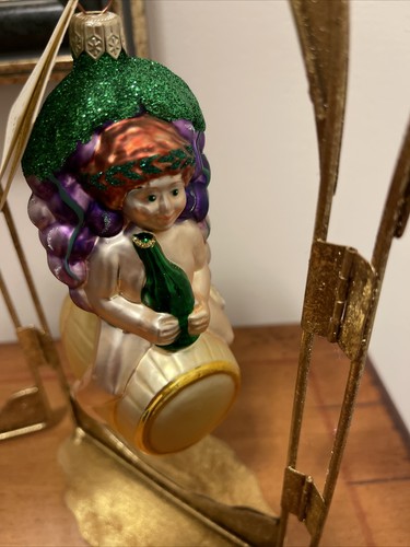PATRICIA BREEN BACCHUS WINE GOD ON BARREL WITH GRAPES CHRISTMAS ORNAMENT