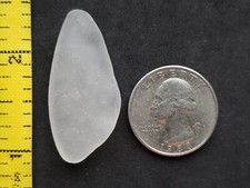 GENUINE BEACH SEA GLASS SURF TUMBLED WHITE CLEAR SNOW TEXTURE FROSTED PENDANT L1