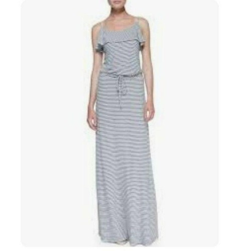 Soft Joie Womens Small Gray Boho Neutral Boxer Stripe Jersey Maxi Dress - Picture 2 of 11