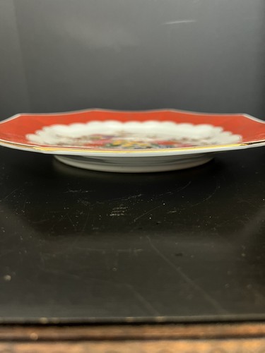 VTG SATSUMA HAND PAINTED PORCELAIN OCTAGONAL FLOWERS PLATE Gold Gilt - Picture 9 of 15