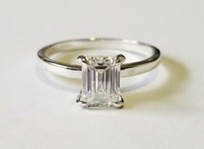 1.00 Carat Moissanite Emerald Cut Solitaire Ring Charles & Colvard