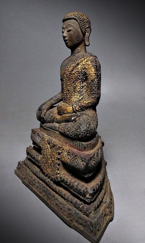 Escultura de Buda de Bronce Tailandés Phra Rattana Malai Figura Siglos XIX-XX - Imagen 5 de 11