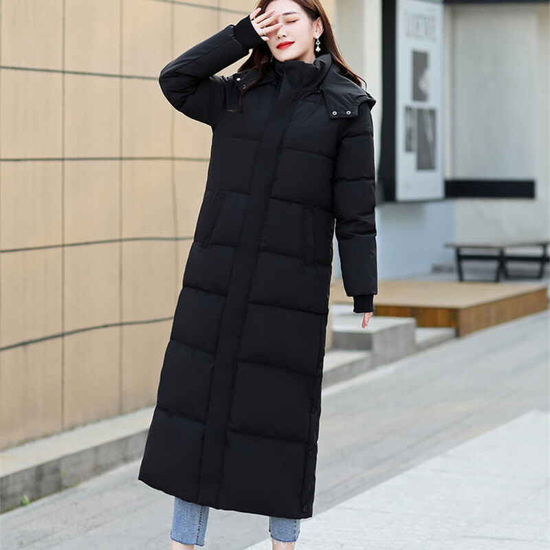 Womens Ladies Long Winter Coat Padded Quilted Puffa Jacket Warm Hooded