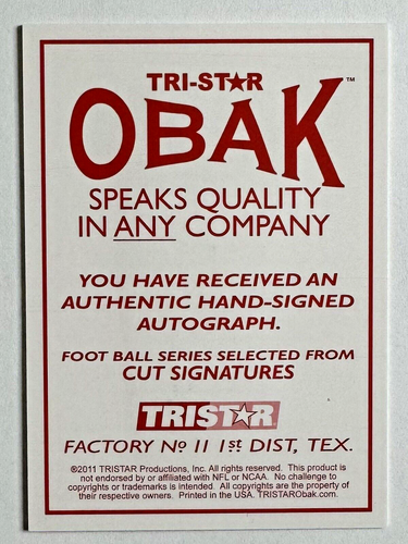 Charley Trippi 2011 TRI-STAR Obak Cut Signatures Bronze AUTO AUTOGRAPH #'d /75 - Picture 2 of 2